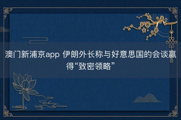 澳门新浦京app 伊朗外长称与好意思国的会谈赢得“致密领略”